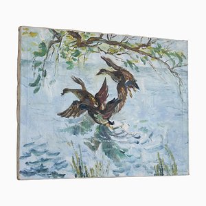 Canards, Huile sur Toile, 1940s