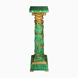 Colonne Empire Royal en Marbre avec Malachite et Bronze Doré