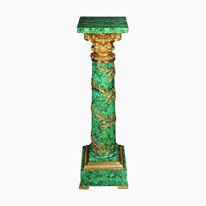 Royal Empire Marble Column with Malachite and Gilt Bronze