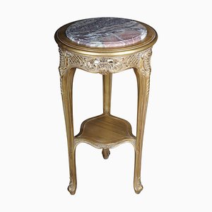 Louis XV Carved Gold Side Table with Marble Top