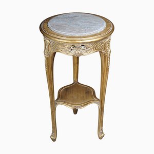 Tavolino Luigi XV intagliato in oro con ripiano in marmo