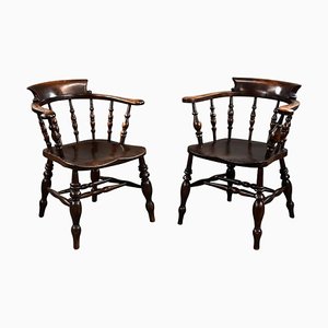 19th Century Bow Back Smokers Chairs, 1900s, Set of 2