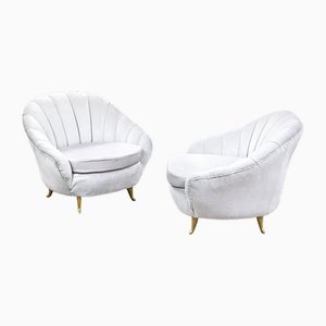 White Fabric Lounge Chairs from Isa Bergamo, 1950s, Set of 2
