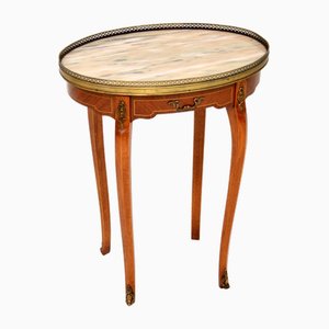 Vintage French Inlaid Marble Top Side Table, 1930s
