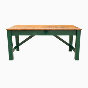 Large Industrial Workbench with Green Base, 1940s