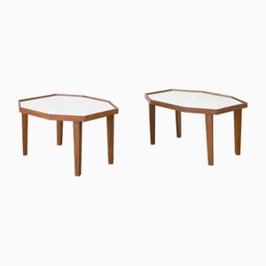 Tables d'Appoint Octogonales en Bois et Miroir de BBPR, Set de 2