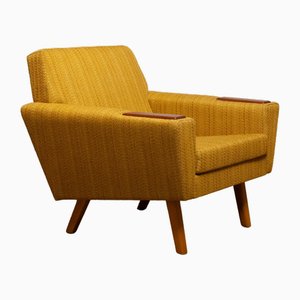 Fauteuil / Fauteuil Club Mid-Century Scandinave en Tissu avec Pattes en Teck, Danemark, 1950s