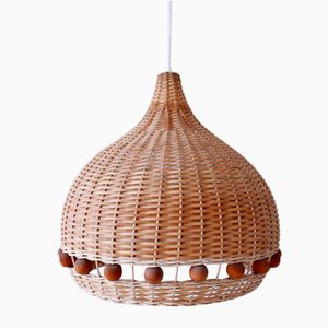 Mid-Century Modern Rattan Tulip Pendant Lamp, Germany, 1960s