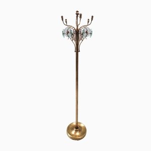 Vintage Revolving Brass and Glass Coat Rack attributed to Fontana Arte, Italy, 1940s