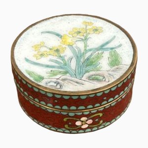 Edwardian Chinese Cloisonné Circular Trinket Box, 1900s