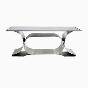 Mid-Century Modern Steel Coffee Table by Francois Monnet, 1970s
