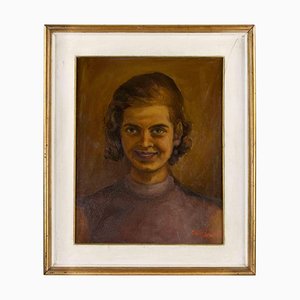 Pietro Alimonti, Portrait of Young Girl, Oil on Canvas, 1969