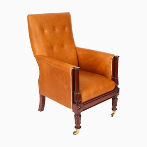 19th Century Regency Leather Library Armchair
