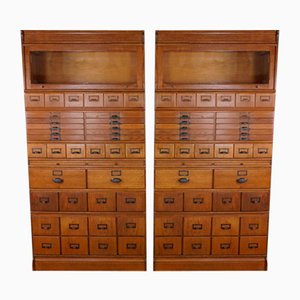 Oak Pharmacist Cabinets, 1900s, Set of 2