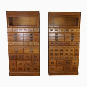 Oak Pharmacist Cabinets, 1900s, Set of 2