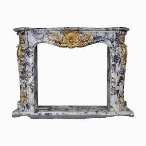 20th Century French Marble Fireplace with Gilded Bronze