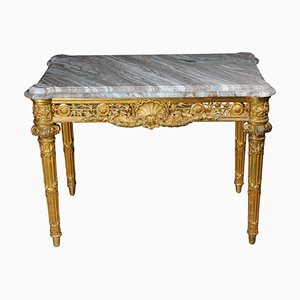 Antique Gilded Console Table with Marble, Paris. 1860s