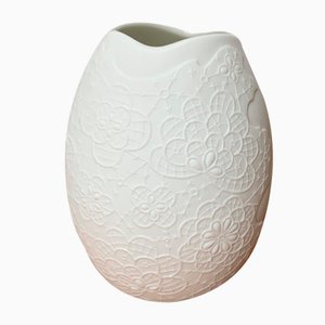 Mid-Century German White Porcelain Vase by M.Frey for Kaiser, 1960s