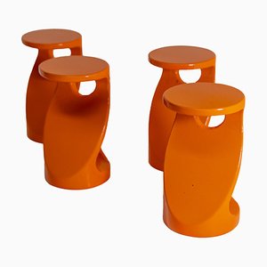Appendiabiti in ceramica arancione, anni '70, set di 4