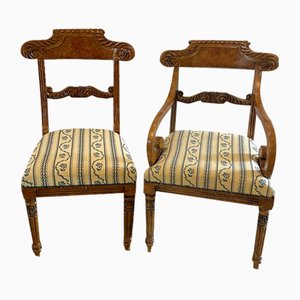Antique Decorated Faux Birds Eye Maple Dining Chairs, 1920, Set of 8