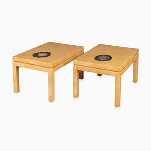 Tavolini in legno laccato e agata di Willy Daro, Belgio, anni '70, set di 2