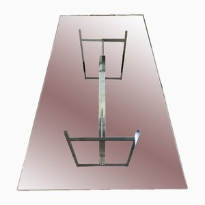 Mid-Century Table in Crystal, Iron and Chromed Steel, 1970s