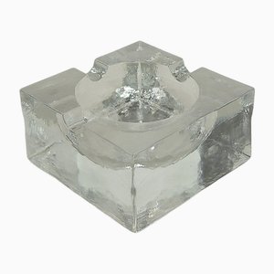 Square Ashtray in Transparent Glass, Italy, 1970s