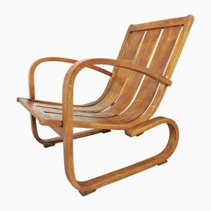 Art Deco Bauhaus Italian Rationalist Wooden Curve Chair, 1930s
