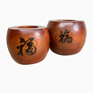 Japanischer Hibachi aus Holz, 1920er, 2er Set