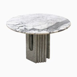 Mesa de centro Arabescato Mid-Century moderna redonda de mármol en negro y blanco de Carlo Scarpa, años 70