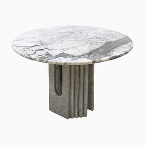 Mid-Century Modern Round Arabescato Black & White Marble Coffee Table by Carlo Scarpa, 1970s