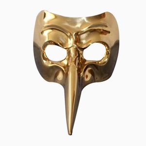 Masque de Carnaval de Venise en Bronze Doré, 1960s