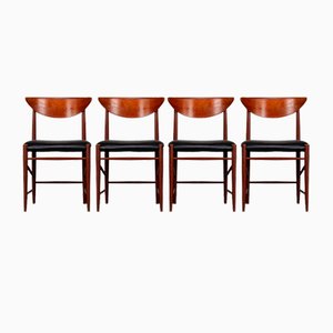 Danish Model 317 with Black Leatherette Dining Chairs in Teak from Søborg Møbelfabrik, 1960s, Set of 4
