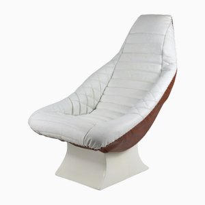 Vintage Space Age Lounge Chair in Leather and Fiberglass, 1970s