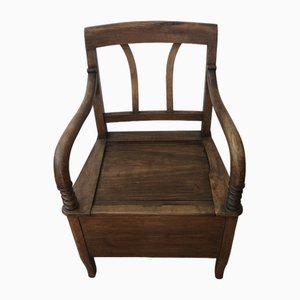 Chaise d'Appoint Percée en Noyer, 19ème Siècle