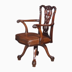 Chippendale Mahogany Revolving Desk Chair