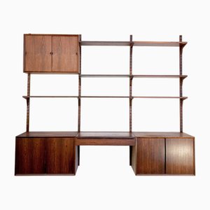 Mid-Century Suspended Wooden Wall Unit attributed to Poul Cadovius, Denmark, 1960s