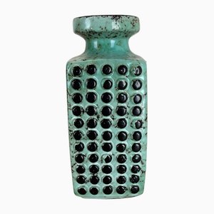 Turquoise Fat Lava Dots Ceramic Vase from VEB Haldensleben, Germany, 1970s