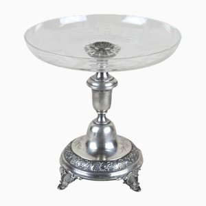 Silver Centerpiece with Engraved Glass Bowl, Austria, 1895