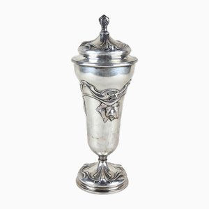 Vase Amphore Art Nouveau 20ème Siècle en Argent avec Couvercle, Autriche, 1900s