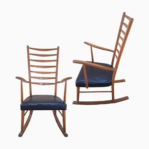 Rocking Chairs Mid-Century en Hêtre, Danemark, Set de 2