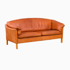 Vintage 2.5 Seater Cognac Leather Sofa by Mogens Hansen, Denmark, 1970s