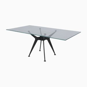 Post Modern Dining Table in Glass and Iron attributed to Norman Foster, 1979