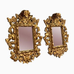 Specchi Cornucopia in legno intagliato e dorato, set di 2