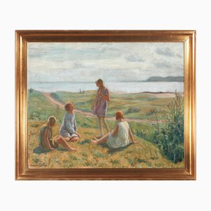 Anna Elisabeth Munch, Figurative Landscape, 1920s, Oil on Canvas
