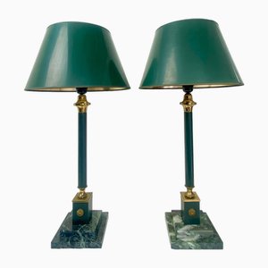 Tischlampen im Empire-Stil auf Marmorsockel, 1950er, 2er Set
