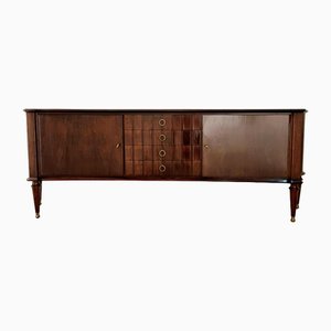 Art Deco Sideboard or Credenza in Walnut & Brass by A.A. Patijn for Zijlstra Joure, Netherlands, 1950s