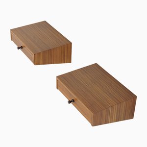 Silvia Wooden Hanging Bedside Tables by George Coslin for 3V, 1960s , Set of 2