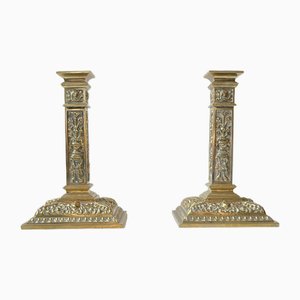 Antique English Gilt Ormulo Bronze Candlesticks by Samuel Clark, 19th Century, Set of 2