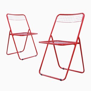 Vintage Ted Net Red Chairs attributed to Niels Gammelgaard for Ikea, 1970s, Set of 2
